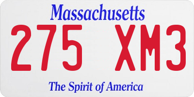 MA license plate 275XM3
