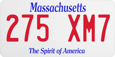 MA license plate 275XM7