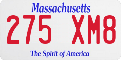 MA license plate 275XM8