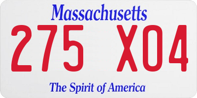MA license plate 275XO4