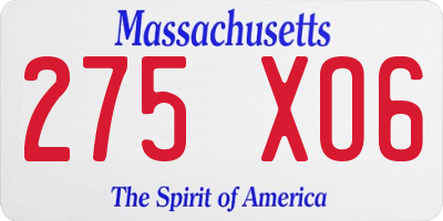 MA license plate 275XO6
