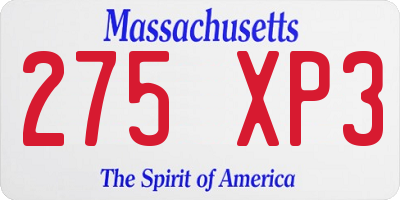 MA license plate 275XP3