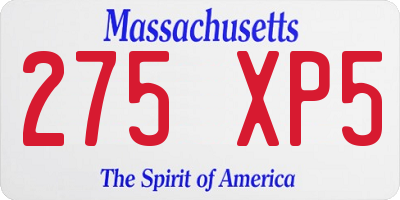MA license plate 275XP5