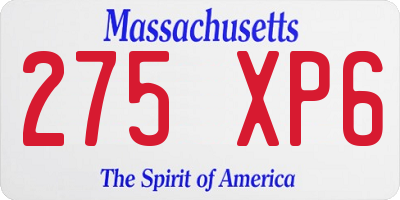 MA license plate 275XP6