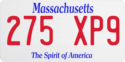MA license plate 275XP9