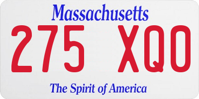MA license plate 275XQ0
