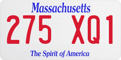 MA license plate 275XQ1