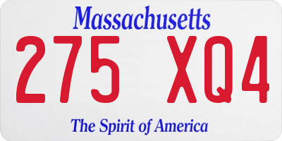 MA license plate 275XQ4