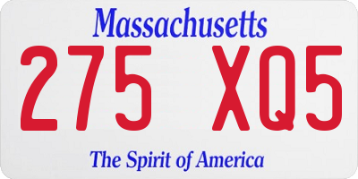MA license plate 275XQ5