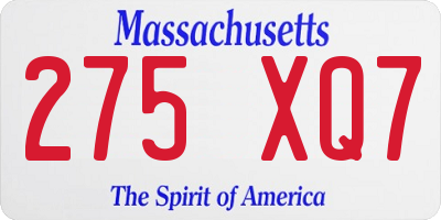 MA license plate 275XQ7