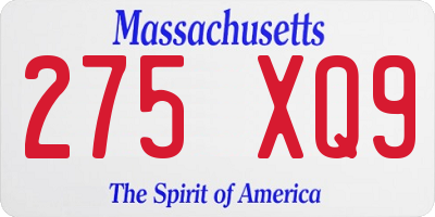 MA license plate 275XQ9