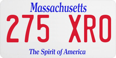 MA license plate 275XR0