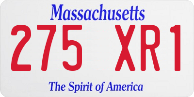 MA license plate 275XR1