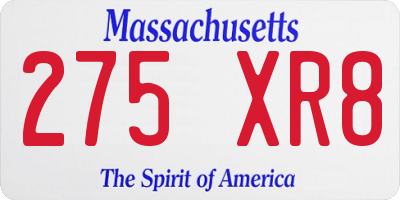MA license plate 275XR8