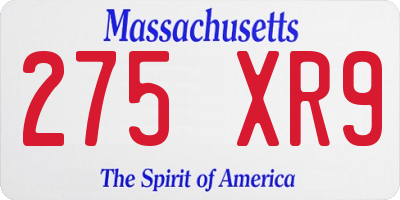 MA license plate 275XR9
