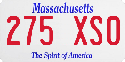 MA license plate 275XS0