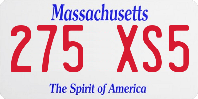 MA license plate 275XS5