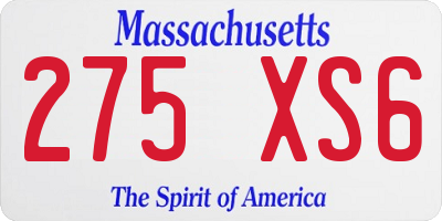 MA license plate 275XS6