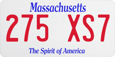 MA license plate 275XS7