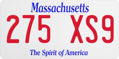 MA license plate 275XS9