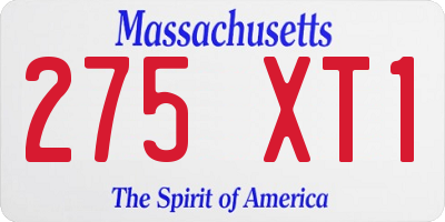 MA license plate 275XT1