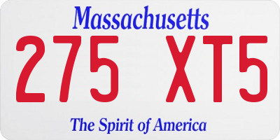 MA license plate 275XT5