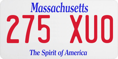 MA license plate 275XU0