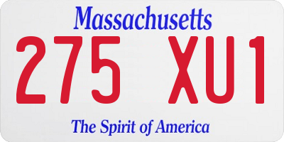 MA license plate 275XU1