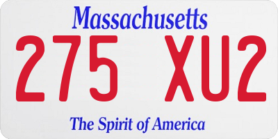 MA license plate 275XU2