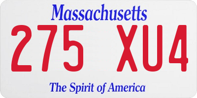 MA license plate 275XU4