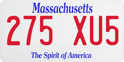 MA license plate 275XU5