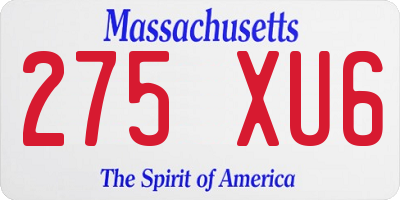 MA license plate 275XU6
