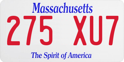 MA license plate 275XU7