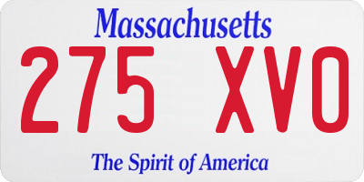 MA license plate 275XV0