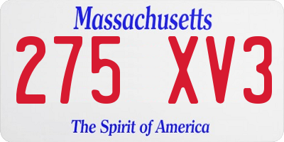 MA license plate 275XV3