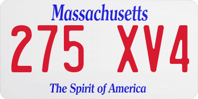 MA license plate 275XV4