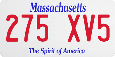 MA license plate 275XV5
