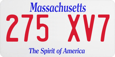 MA license plate 275XV7