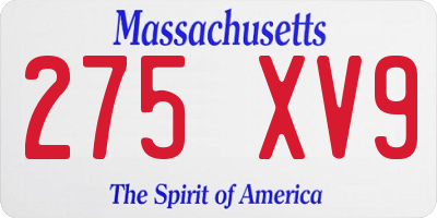 MA license plate 275XV9