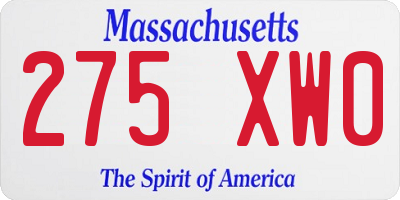 MA license plate 275XW0