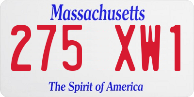 MA license plate 275XW1