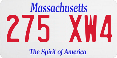 MA license plate 275XW4