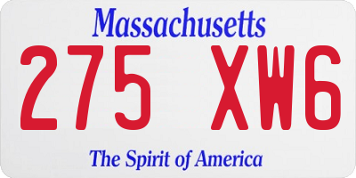 MA license plate 275XW6