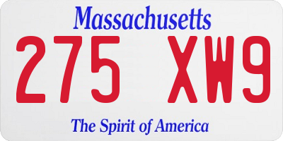 MA license plate 275XW9