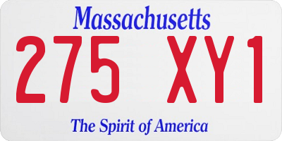 MA license plate 275XY1