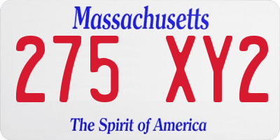 MA license plate 275XY2