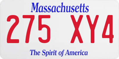 MA license plate 275XY4