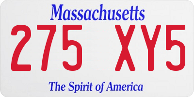 MA license plate 275XY5