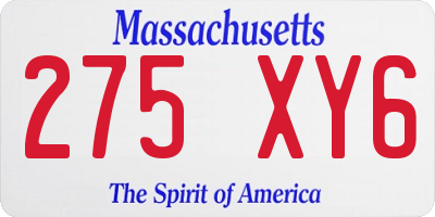 MA license plate 275XY6