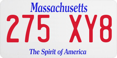 MA license plate 275XY8